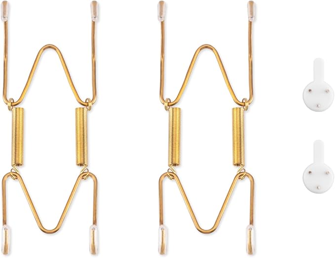 Bilillo 2 Pack Plate Hangers for The Wall, Suitable for 4.5-5.5 inch Decorative Plate, Stainless Steel Invisible Heavy Duty Wire Plate Holder with Wall Hooks, Plate Hangers for Displaying Plates