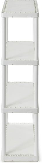 Gracious Living 4 Shelf Fixed Height Solid Light Duty Storage Unit 12 x 24 x 48 for Home, Garage, Basement, & Laundry, White (4 Pack)