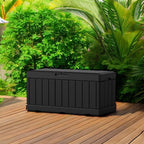 Homall 85 Gallon Large Resin Deck Box Waterproof Outdoor Storage with Padlock Indoor Outdoor Organization and Storage Container for Patio Furniture Cushions, Garden Tools (Black)