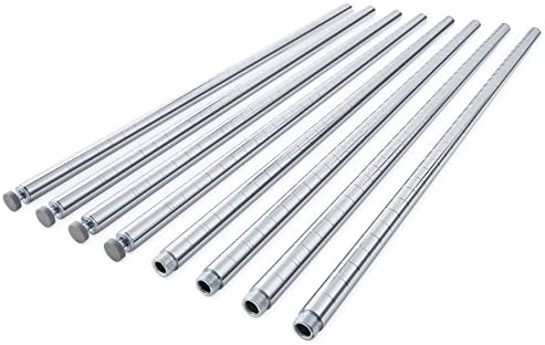 82" Long Wire Shelving Pole, 1" Pole Diameter 1.2 mm Pole Thickness, Chrome, 4-Pack