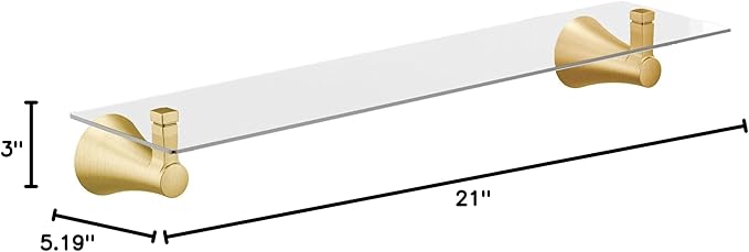 Moen Flara Brushed Gold Glass Bathroom Vanity Shelf, 21" W x 5.19" D x 3" H, YB0390BG