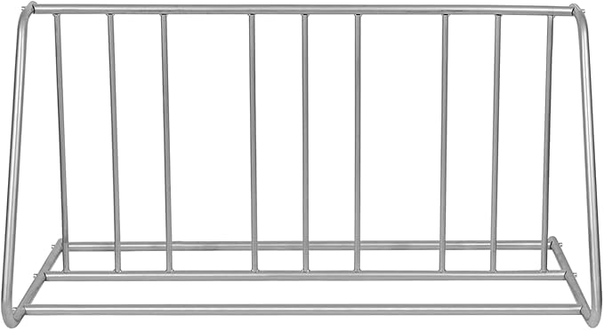 MyGift Large Silver Metal Double Sided Vertical Grid Bicycle Park Rack Stand, Floor Standing Bike Storage Holder for Indoor Garage or Outdoor Parking, 6-Bicycle Capacity