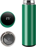 Smart Water Bottle Stainless Steel Vacuum Flask,Travel Mug with Smart LCD Touch Screen, Keep Hot Or Cold, Car Portable Travel Tea Coffee Vacuum Thermo Cup,Insulated Water Bottle (Green)