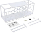 Hanging Wine Rack, 39in Heavy Duty Ceiling Mounted Wine Bottle & Glass Holder, 150lbs Load Capacity Storage Rack, for Bar, Kitchen, Restaurant, Cellar (White)