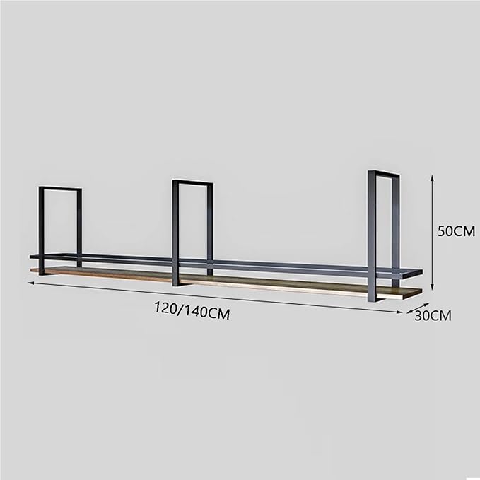 Ceiling Wine Glass Holder - Hanging Wine Rack, Ceiling Mounted Storage Rack, Wrought Iron Solid Wood Bar Display Rack, LOFT Hanging Decorative Rack(120X30X50CM)