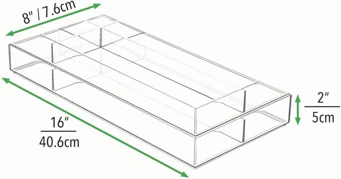 mDesign Plastic Stackable Office Divided Storage Drawer Organizer Tray for Cabinet, Desk, Shelf, or Closet Organization - Holds Note Pads, Pens, Tape, Staples, Scissors, Lumiere Collection - Clear