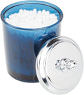 mDesign Bathroom Vanity Storage Organizer Apothecary Canister Jar for Cotton Balls, Swabs, Makeup Sponges, Bath Salts, Hair Ties, Jewelry - Dark Blue/Chrome Lid