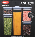 OXO Good Grips Storage Container Airtight | Stackable | For Pantry Organization | Dishwasher Safe | 5 Piece Set, Pack of 2