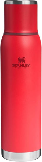 Stanley Adventure-To-Go Vacuum Bottle 1.4 qt | Wide Mouth with Leakproof Cup Lid | Keep Drinks Hot or Cold | Packable for Travel | Insulated Stainless Steel Thermal Bottle | BPA-Free | Chili Red