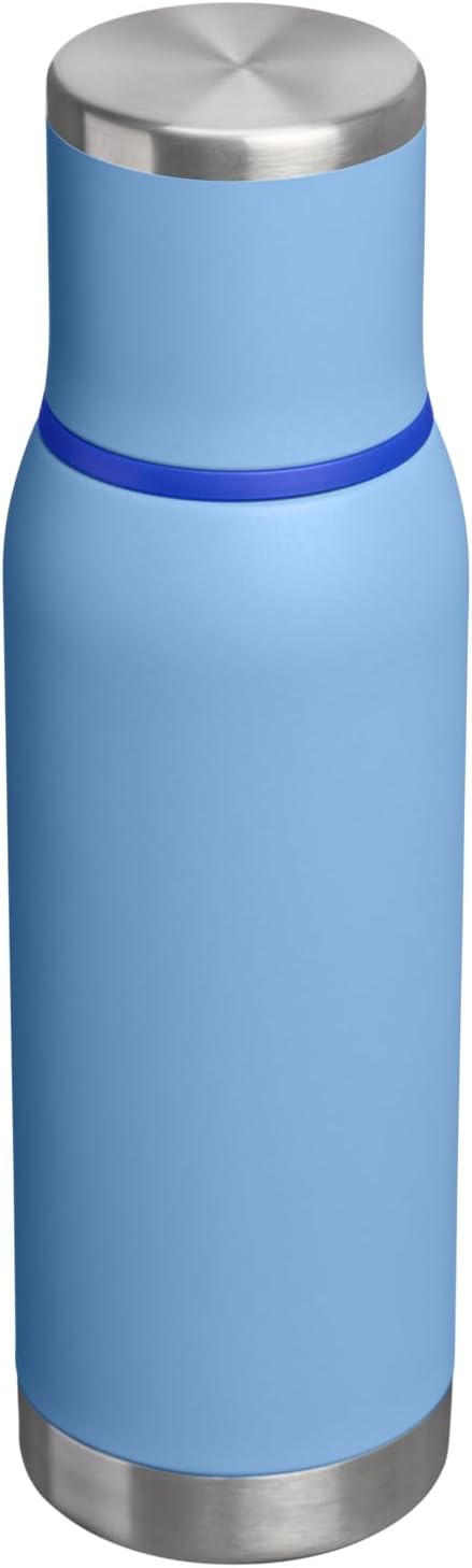 Stanley Adventure-To-Go Vacuum Bottle 25 oz | Wide Mouth with Leakproof Cup Lid | Keep Drinks Hot or Cold | Packable for Travel | Insulated Stainless Steel Thermal Bottle | BPA-Free | Blue Sky