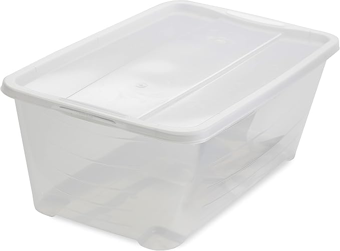 Life Story 6 Liter Plastic Storage Container Set, Stackable Shoe, Accessory, and Home Closet Organizational Tote Bins with Secure Lids, 40 Pack, Clear