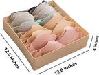 ALYER Collapsible Bra(A-C Cup) Drawer Organizer,Durable Cloth Storage Box Bins Dividers for Panties,Underwear,Socks,Lingerie(Beige-7 Cells)
