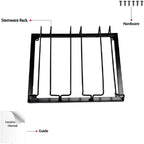 Wine Glass Rack - Under Cabinet Stemware Wine Glass Holder Glasses Storage Hanger Metal Organizer for Bar Kitchen Black