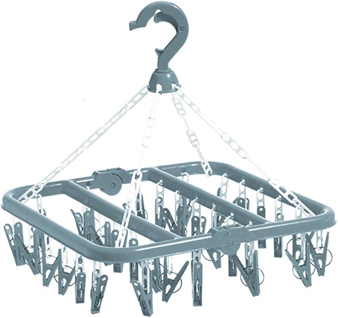 Clip and Drip Hanger Clothes Hanger Drying Rack 32 Clips (Light Blue)