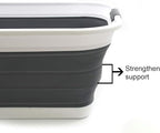 SAMMART 42L(11 gallon) Collapsible Plastic Laundry Basket-Foldable Pop Up Storage Container-Portable Washing Tub-Space Saving Basket,Water capacity 34L(9 gallon) (1 Rectangular - strengthen, Black)