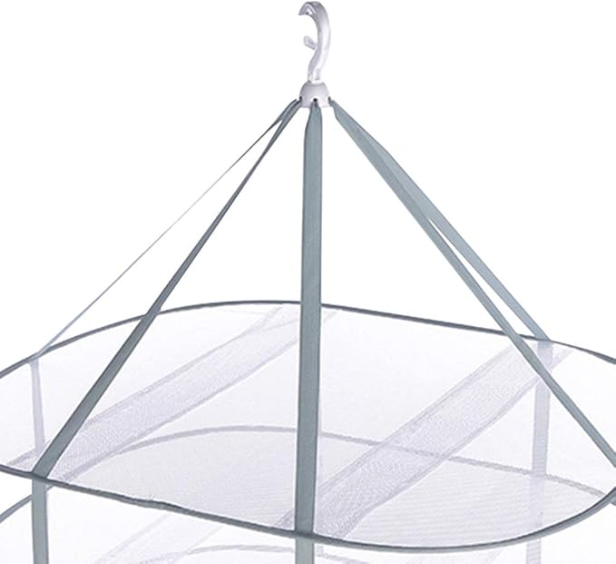 Kakalote 3-Tier Folded Mesh Clothes Hanging Dryer Sweater Drying Rack,Windproof Laundry Drying Rack,Hanging Mesh Dryer for Underwear Lingerie Blouse Herb,Net Clothes Dryers,30.71x24.02x31.50inch
