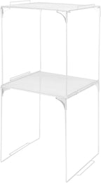 Locker Organizer Shelf Stackable Extra Locker Shelf for School Locker Organizer Storage Cabinet Accessories Suitable for School, Office, and Home use (2, White)