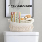 CSC - Toilet Paper Basket, Bathroom organizer, woven rope basket, Tank Top Small Baskets, tank topper, White