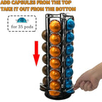 Miuly Coffee Capsule Holder For Nespresso Vertuoline, Coffee Capsule Stands Rotating Pod Rack holds 35 Nespresso Vertuo Pods, Black