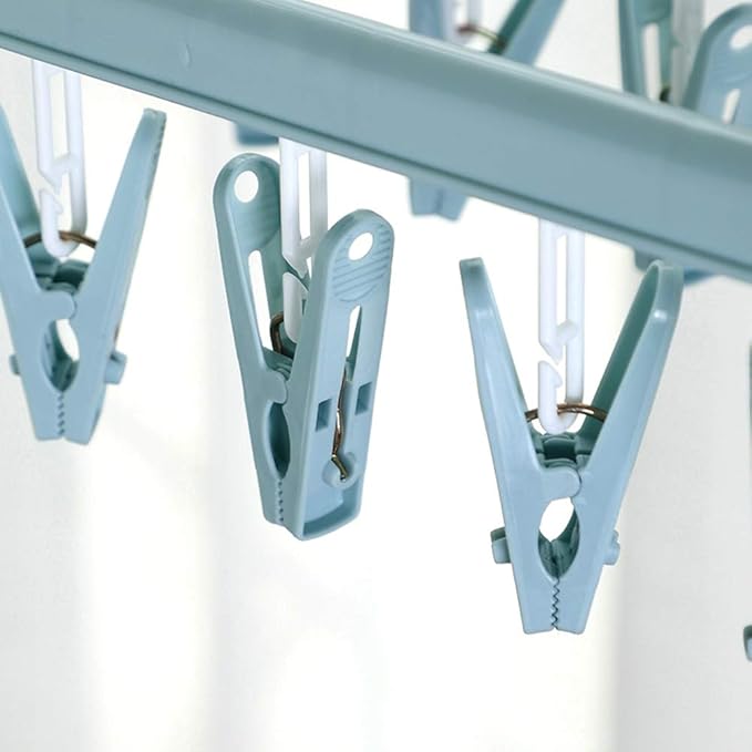 Clip and Drip Hanger Clothes Hanger Drying Rack 32 Clips (Light Blue)