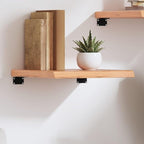 Solid Oak Wall Shelf, 15.7 inch Floating Square Shelves with Live Edge, Rustic Wood Display Shelf for Bathroom, Living Room, Kitchen Wall Decor
