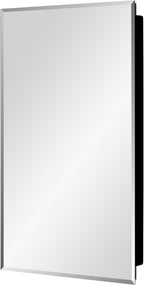 DYLLOR Black Plastic Medicine Mirror Cabinet for Bathroom with 16 x 26 inch Beveled Edge Mirror, Recessed and Surface Mount