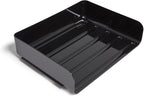 TRU RED Side‑Load Stackable Plastic Letter Tray, Black, 6‑Pack – Desktop Paper Organizer for Office Files & Documents