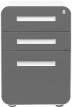 Laura Davidson Furniture Stockpile 3 Drawer File Cabinet with Lock - Under Office Desk Metal Filing Cabinet, Legal/Letter File Folders, Wheels and Stationary Feet, Pre-Assembled, Dark Grey Faceplate