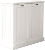 Two-Compartment Tilt-Out Laundry Sorter Cabinet with Removable Bags, E1 MDF Construction, UV Painted Finish, 32.68" L x 31.5" H, 100 Lbs Capacity, White