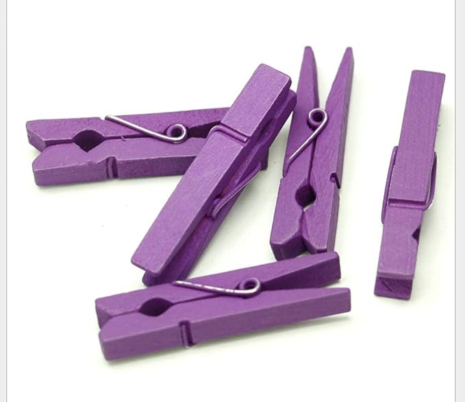 50pcs Craft Wood Clothespins Colored Wooden Photo Clips Clothespins Paper Peg Pins Craft Spring Clips for Home Arts Crafts Decor, 2.75 inches (Violet)
