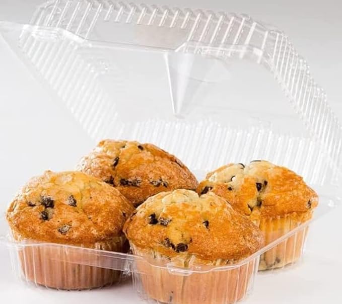 Decony Clear Jumbo Cupcake Muffin Container Boxes disposable plastic boxes Holds 4 jumbo Cupcake muffins each - 11 boxes