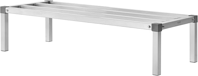 VEVOR Aluminum Dunnage Rack, 48” x 20” Commercial Food Floor Rack, 12” Off the Floor, 1000 lbs Capacity All-Welded Aluminum Storage Rack, for Storage in Restaurants, Kitchens, Garages and Vehicles