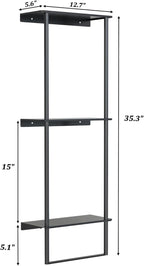 Towel Storage for Bathroom, 3 Tier Towel Rack with Shelf and Towel Bar, Wall Mounted Towel Racks for Bathroom Towel Storage and Organizer - Matte Black