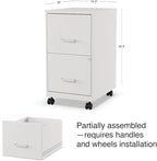 Staples 2-Drawer Vertical File Cabinet, Letter Size Documents, Lockable & Mobile, 18.9" D x 14.3" W x 26.3" H, White