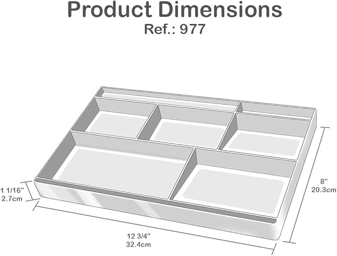 Acrimet Desk Drawer Organizer Tray with 8 compartments Bin Multi-Purpose for Desk Supplies and Accessories (Plastic) (White Color)