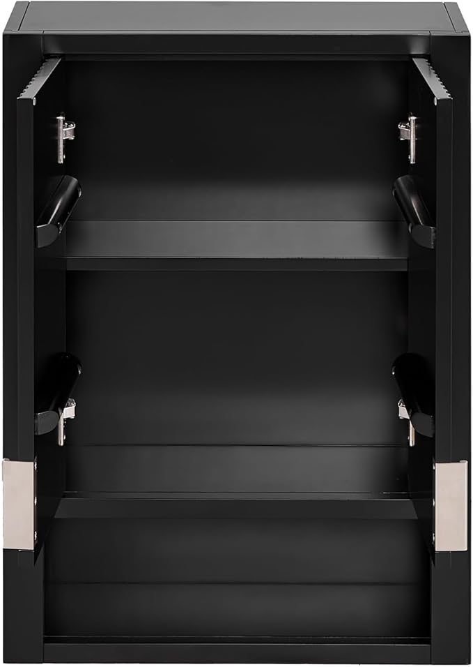 ARIEL Milan Bathroom Wall Cabinet 31" H x 23.1" W x 8" D - Open Shelf - Black