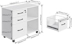 Panana 3 Drawer Office File Cabinets, Mobile Lateral Printer Stand with Open Storage Shelf, Rolling Filing Cabinet with Wheels Home Office Organization and Storage (White)