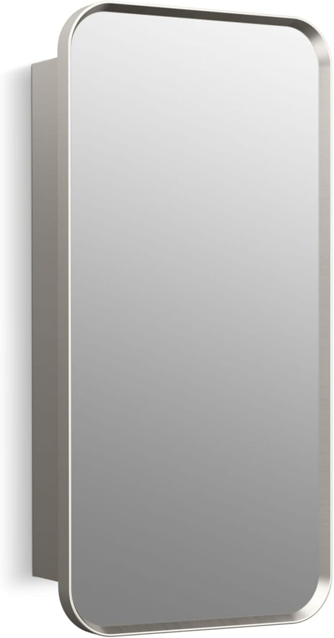Kohler 35569-BGL Verdera® Framed Bathroom Medicine Cabinet with Mirror, Rectangle Design, Adjustable Shelves, Bathroom Storage, 15 in. W x 30 in. H, Brushed Nickel