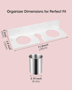 Hair Tool Organizer, Hair Dryer Holder with Heatproof Steel Cups, Acrylic Vanity Organizer for Curling Iron, Flat Iron & Hair Brushes, Perfect for Bathroom (White, Compact)