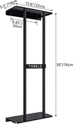 Towel Racks for Bathroom, Bathroom Towel Storage Wall Mounted 30 inch with Shelf Can Holds 6 Large Towels, Wall Towel Rack for Rolled Towels, Black