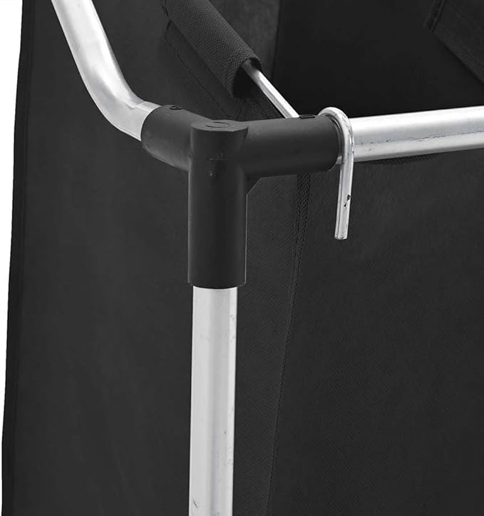 Laundry Sorter with 4 Bags Black Gray, Heavy Duty Steel Frame Rolling Hamper with Removable Full-Size Sorting Bags and Casters for Laundry Room Organization