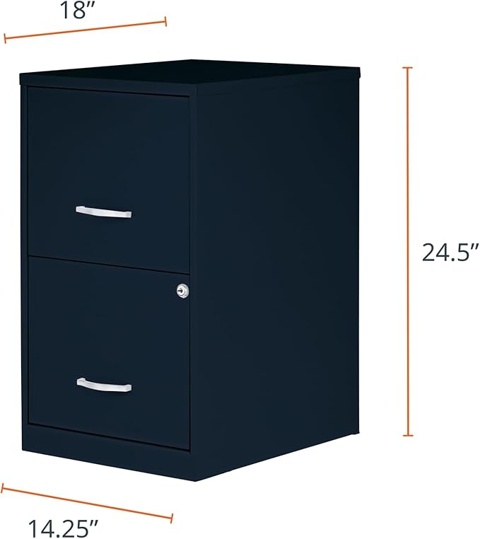 2 Drawer Locking Filing Cabinet | Pre-Assembled Steel Construction | Space-Saving Design is Perfect for Home and Small Office | Letter-Size | Assembled in North America
