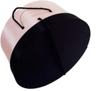 Sarah's Hat Boxes Classic Pink/Black Hat Box – 14.75" x 7.5" (Dia. x Ht.) Handmade in USA – Odorless Non-Toxic Adhesive, Cording Handle – Premium Storage for Hats & Accessories