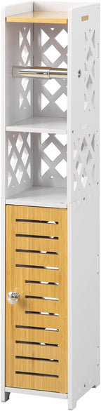 Toilet Paper Holder Stand: Bathroom Stand with Toilet Paper Holder Insert,Slim Storage Cabinet for Small Space