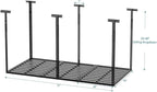 3x6 ft Heavy Duty Adjustable Ceiling Mounted Storage Rack, Overhead Garage Storage Rack 750lbs Capacity Alloy Steel, Customizable Height, Easy Access for Organize Tools, Gear, Containers Black