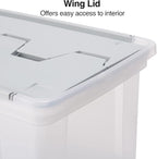 STAPLES Hanging File Folder Box, Storage Bin Organizer, Wing Lid, Letter Size Documents, Gray/Clear