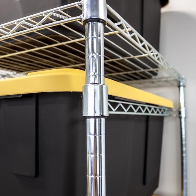 MonsterRAX 5-Tier Heavy Duty Garage Slide Rack for 27-Gallon Totes. Industrial metal organization, 250lb capacity, NSF Certified. (Bins not included) (Silver)