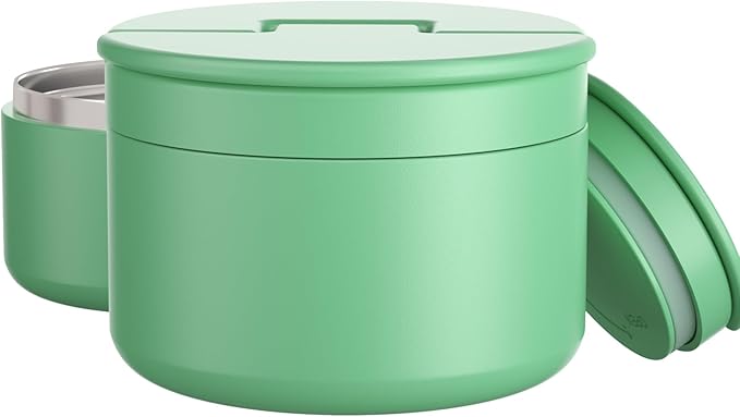 12oz Soup Thermo for Hot Food Kids Vacuum Insulated Food Jar Twist-Free Soup Thermo for Hot Food Kids Leakproof Stainless Steel Wide Mouth Lunch Container (Green)