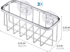 iDesign Gia Stainless Steel Dish Sponge Holder Basket with Suction Cups, Ideal for Kitchen Sinks and Bathroom Organization, 2.25"D x 2.5"W x 5.75"H, Set of 1, Polished