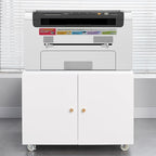 17.70" Metal Office Copier File Cabinet with 2 Door and 360 ° Universal Wheel,Mobile Lateral Filing Cabinets w/Aluminum Alloy Handle,Rolling Printer Stand for Legal/Letter/A4,White
